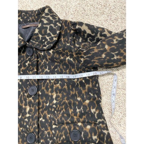 Leopard Print Puff Sleeve Dress Coat – Vintage Glam Holiday Party Jacket Small - Picture 9 of 11